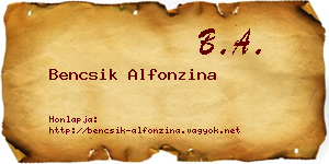 Bencsik Alfonzina névjegykártya